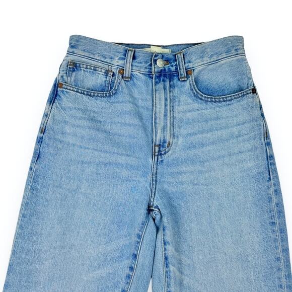 Madewell Jean Womens 24 Tall Blue Baggy Straight Leg Raw Slit Side Leg Hem - Picture 6 of 16